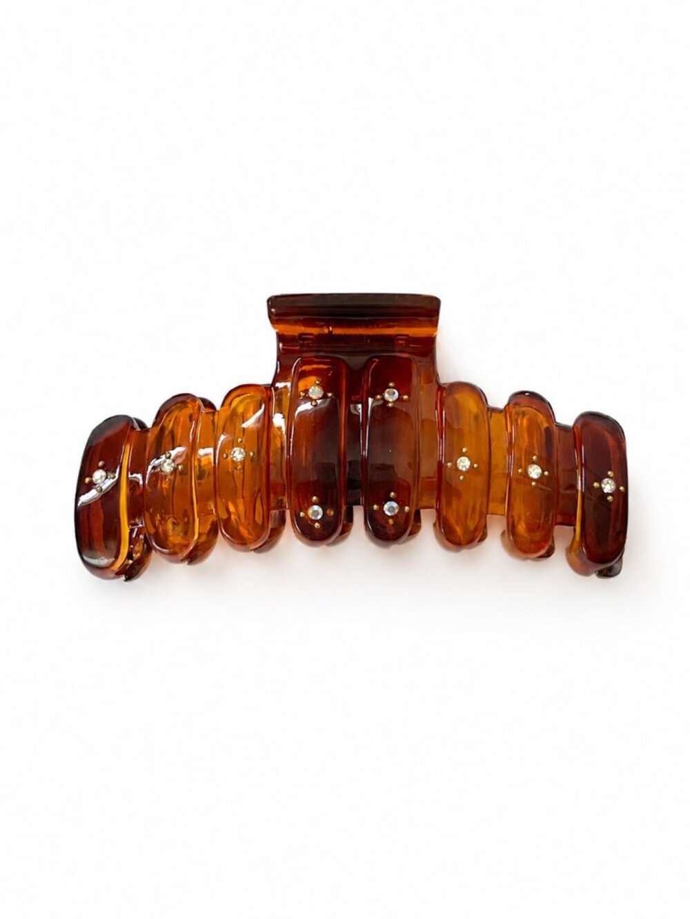 Amber Tortoise Hair Claw Clip Rhinestone Brown 4.5"